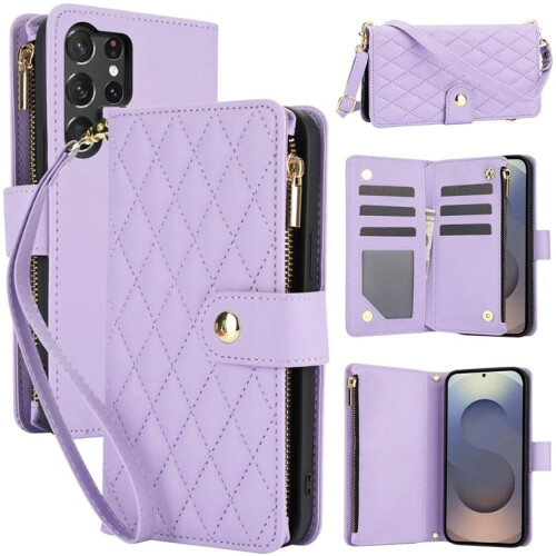Purple RFID-Blocking Flip Wallet Case for Samsung Galaxy