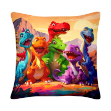 Cartoon Dinosaur Throw Pillow Cover 20x20 Linen