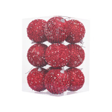 Red Glitter Shatterproof Christmas Ball Ornaments 12 pcs
