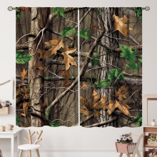 Camouflage Curtains Green Abstract Art 42x63 Inch 2-Panel