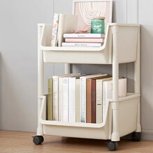2-Tier Mobile Bookshelf with Wheels and Brakes