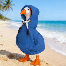 Magnetic Mini Porch Goose Statue with Key and Clothes