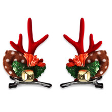 Christmas Reindeer Antlers Headband with Bow and Flowers