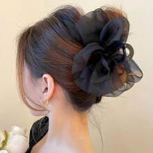 Light Coffee Chiffon Bow Hair Claw Clip for Thick Hair