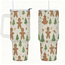 Gingerbread Man Christmas Tumbler with Lid and Straw