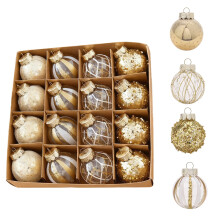 Champagne Black Gold Christmas Balls Metallic 16