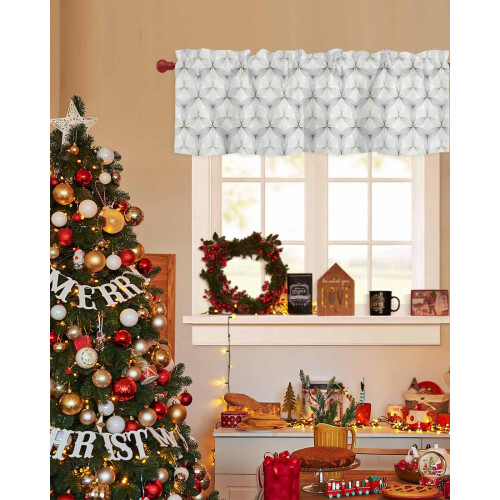 Abstract Geometric Flower Valance Sage Green Grey Rod 2
