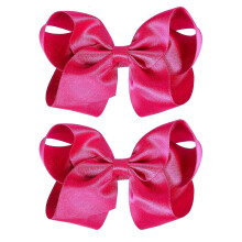Glitter Gold Ribbon Hair Bows Clips 3" 2 Pcs