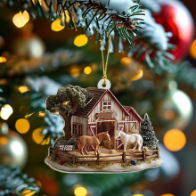 Wooden Chicken Coop Ornament Farmhouse Style Christmas