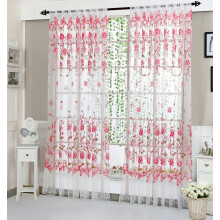 Peony Flower Voile Curtain 39.4x78.7in Floral Embroidered