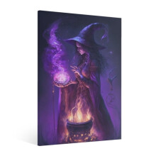Vintage Halloween Witch Canvas Art, Retro Gothic Poster,