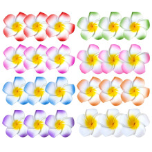 Hawaiian Flower Hair Clips Plumeria Foam 24 pcs