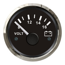 Voltmeter 8-16V 52mm Black with Red/Yellow Backlight