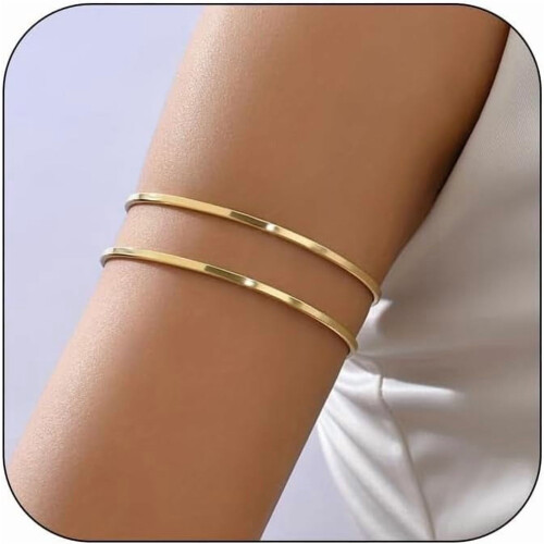 Upper Arm Cuff for Women Minimalist Adjustable Gold Silver