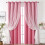 Navy Blue Double-Layer Curtains with Lace Star Design 4