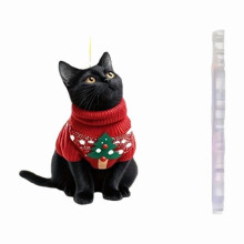 Black Cat Acrylic Christmas Ornament Set - 8 Pieces