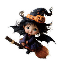 Halloween Car Mirror Ornament Cartoon Witch Cat Acrylic