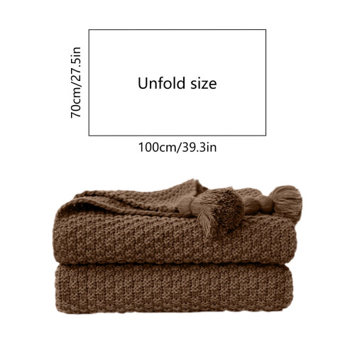 Knitted Fringe Blanket Soft Warm Decorative Throw 70x100 cm 2