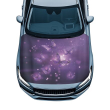 Purple Butterfly Car Hood Cover Weatherproof Polyester
