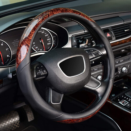 Steering Wheel Cover Microfiber Leather 14.5-15 Inch