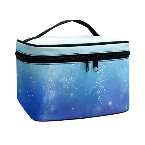 Polyester Makeup Bag with Brush Compartments Blue Glitter 1