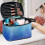 Polyester Makeup Bag with Brush Compartments Blue Glitter 5