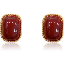 Geometry Red Stud Earrings S999 Sterling Silver Vintage