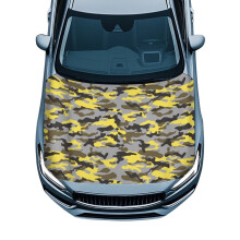 Waterproof Camo Yellow Car Hood Cover Universal Fit