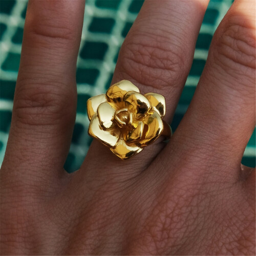 Flower Ring 18K Gold Plated One Piece 2