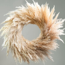Faux Pampas Grass Wreath 14 inch Boho Farmhouse Decor