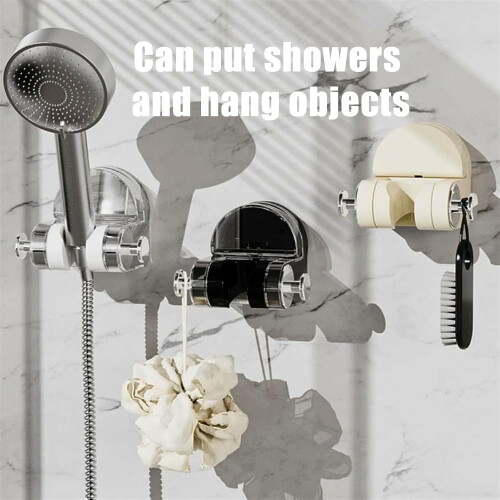 Suction Cup Shower Rack Black Adjustable Non-Perforated 1