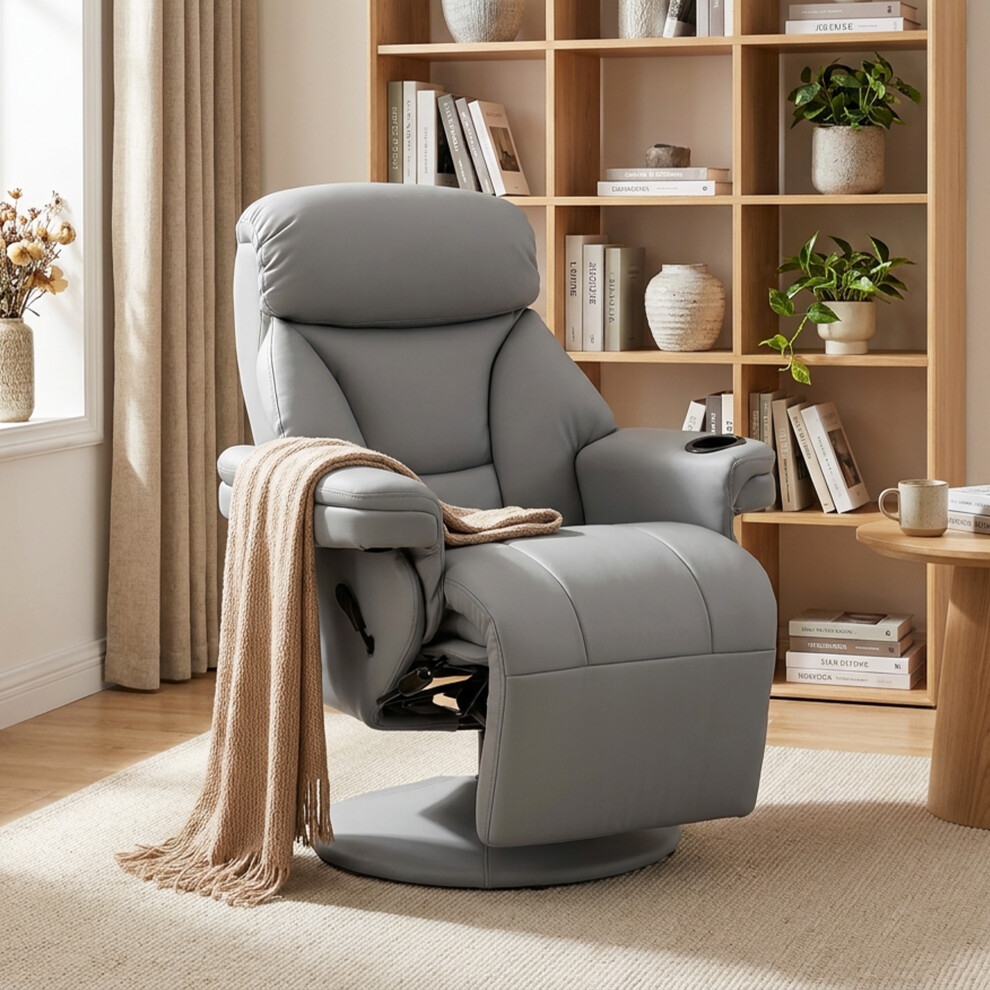 Homcom (Grey) Upholstered Reclining Armchair With Adjustable Backrest