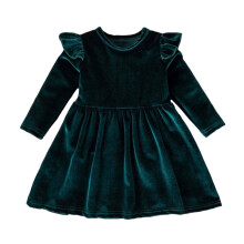 Velvet Dress for Toddler Girls A-line Long Sleeve Casual