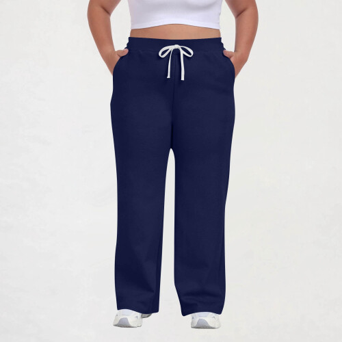 Women's Casual Pants Drawstring Waist Solid Color Comfort