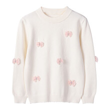 Girls Sweater Toddler Holiday Plain Crew Neck White Size