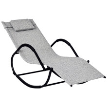 Steel Frame Zero Gravity Rocking Lounge Chair w/ Pillow Grey