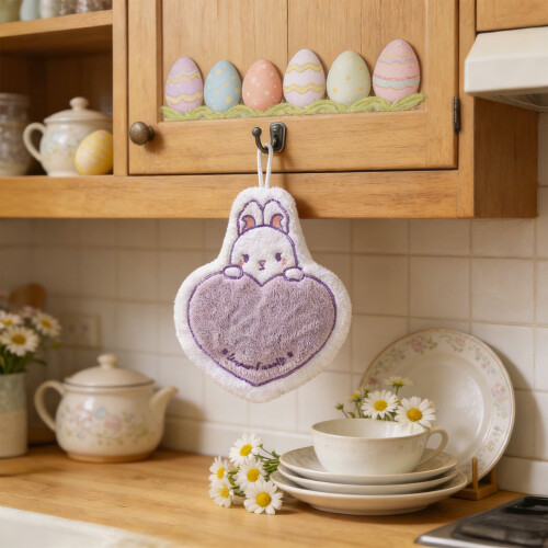 Easter Rabbit Hand Towels Soft Flock Absorbent 16x24 Inch 1