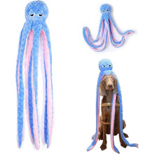 Octopus Squeaky Dog Chew Toy 40 inch Large Sky Blue