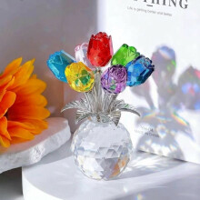 Crystal Rose Figurine with Vase 1 Piece