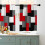 Kitchen Curtains Set Black Red Grey Geometric 3-Pc 3