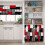 Kitchen Curtains Set Black Red Grey Geometric 3-Pc 5