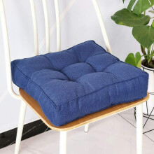 Faux Linen Square Padded Chair Cushion 20x20 inch Sapphire