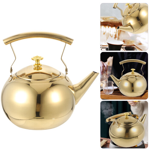 Golden Stainless Steel Kettle Home Kitchen Use