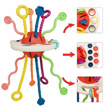 Montessori silicone pull string toy for babies sensory