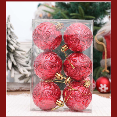 Vintage Red Snowflake Ornaments Plastic 6 PCS 1