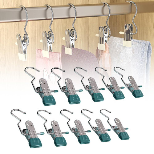 Stainless Steel Rotating Hanging Hook Clip for Clothes,