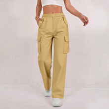 Women's Cargo Pants Elastic Waist Button Front Multiple