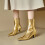 Women's Mid-Heel Ankle Boots Pointed Toe Side Zip Metallic 1
