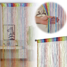 Rainbow Glitter Door Curtain with Silver Thread Boho Beaded