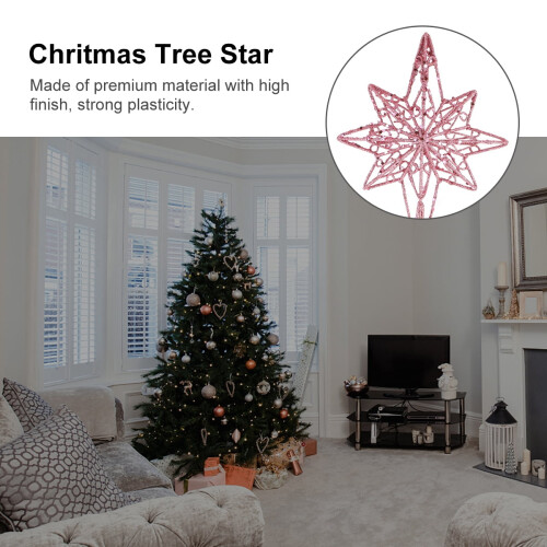Christmas tree top star gold octagon small pink bauble 1
